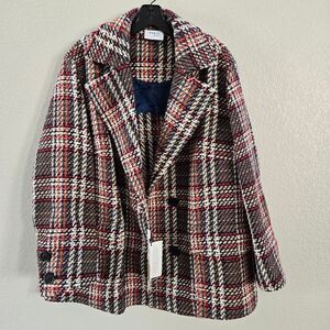 AKRIS Punto Oversized Tweed Coat size 14 L NEW